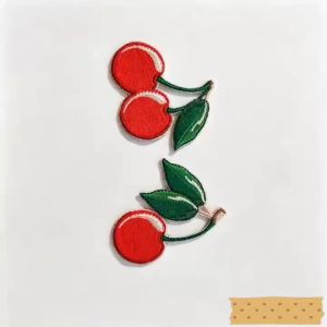 DUTRIEUX | 2-3pcs Cute Cherry Self‑Adhesive Embroidery Patches Fruit Applique Stickers for Phone Case Notebook Wallet Clothes Backpack DIY