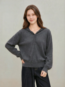 INMAN | Loose Fitting Slimming Womens Hooded Sweater