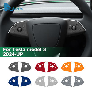 For Tesla Model 3 Highland 2024 AIRSPEED Suede Car Steering Wheel Button Cover Car Steering Wheel Frame Sticker Interior Decoration Trim Accessories