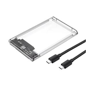 Transparent HDD Case HDD Enclosure 2.5 Inch SSD SATA To USB2.0 Type-C Adapter Portable External Hard Drive Box Tool-Free