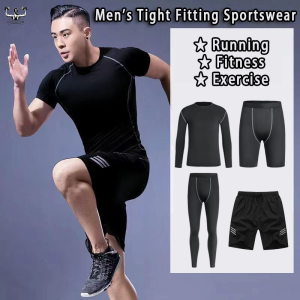 Compression Tight Pants Tight Shirt Men Long Sleeve Gym Shirt Cool Dry Fitness Baju Ketat Gym Running Fitness Adult Tight Sport Shirt Cycling Sport Tights Pants 男士紧身裤 紧身衣