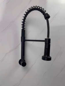 Spring Pull Out Faucet with Two Modes Sprayer Single Handle High Arc Spring Kitchen Sink Faucet Matte Black Stainless Steel Single Cold Water Washbasin Faucets