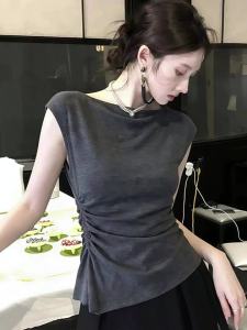 One-Shoulder Short Sleeve Slim Waist T-Shirt