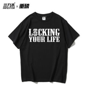 Áo Thun Cotton Ngắn in Họa Tiết Hip Hop Locking Dành Cho Nam Và Nữ Mùa Hè 2018 Phong Cách Thường Ngày Thể Thao Thể Dục