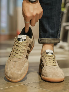 Leather Soft Bottom Trendy Large Size Autumn Sports Casual Deqin Shoes Breathable round Toe Low Heel Glue Adhesive Rubber Outsole