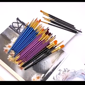 10PCS Watercolor Paint Brush Set Drawing Acrylic Wooden Handle Painting Brushes Art Supplies