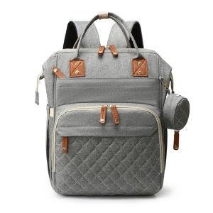 【HOSPORT】Baby Care Large Capacity Mom Backpack with Changing Pad Travel Back Pack with Insulated Bottle Holders & Pacifier Case