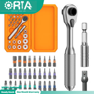 ORIA Screwdriver kit 42 in 1 Ratchet Torque Wrench Drive Set with Extension Rod Suitable for Furniture Repair Bicycle Repair Computer Repair DIY Free Combination