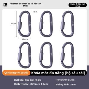 HIKEMAN | Chuỗi Chìa Khóa Nhôm Đa Năng Hình D Có Khóa An Toàn