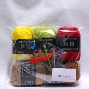New 5Pcs Colorful Yarn Milk Cotton Yarn Combination Crochet Knitting Yarn Set for Handmade DIY Crafts Sweater Scarf Knitting