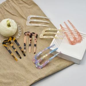 2pcs Womens Multicolor Acetic Acid U-Shaped Hairpin Bun Holder Chinese Style Hairpin French Low Bun Hairpin Mothers Day Gift