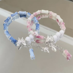 New Chinese Style Bamboo Ink Butterfly Bracelet Bracelet Easiest for Match for Girlfriends Ashore Male and Female Students Couples Birthday Present Bracelet