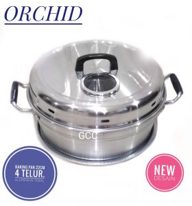 ORCHID Oven Buat Kue Bolu Serbaguna 4 Telur Baking Pan Aluminium TEBAL 22Cm Panggangan Kue Kukus