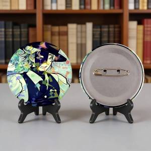 Cartoon Die of Death Round Badge Lapel Pins for Backpacks Briefcase Laser Brooch Clothes Gifts