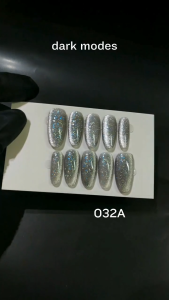 sliver glitter color cateye oval shape press on nail gel colour artificial fake nail