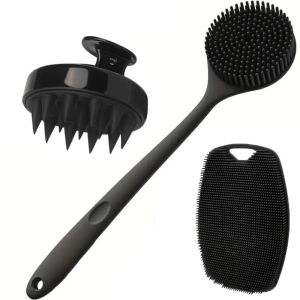 Bộ Bàn Chải Tắm 2/3/4 Chiếc Tay Cầm Dài Mặt Sau Cơ Thể Massage Da Đầu Lông Bàn Chải Mềm Làm Sạch Da Dụng Cụ Tắm Cho Mọi Loại Da