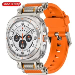 Bộ Vỏ Và Dây Đeo Samsung Galaxy Watch Ultra 2025 - Vỏ Bảo Vệ Hợp Kim Cứng Kim Loại Với Dây Đeo Thể Thao Silicon Dành Cho Đồng Hồ 47mm