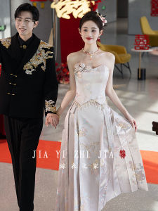 New Chinese Style Wedding Dress Set for Women Engagement Ceremony Bride Morning Robe Luxury Light Luxury Drinking Ceremony Costume