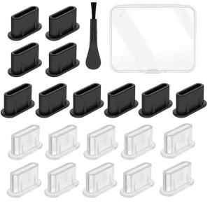 20pcs USB C Dust Plug With 1pc Cleaning Brush Anti Dust USB-C Plug Cover Charging Port Caps For Samsung Xiaomi All Type C Phone