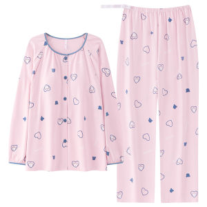 miiow | Pure Cotton Maternity Nightgown Womens Postpartum Nursing Sleepwear Spring Autumn Style With Chest Pad Home Clothes