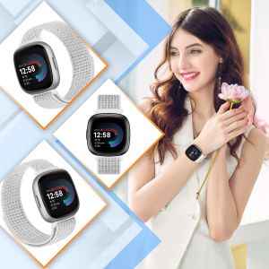 Nylon Loop Strap for Fitbit Sense 2/Fitbit Sense/Fitbit Versa 4/Fitbit Versa 3 Band Women Men Soft Nylon Adjustable Breathable Sport Strap Replacement Wristband