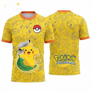 Bandai | Summer 2026 Pokemon Small Chi & Pikachu "Partner Full Print" Casual Theme 3D Printed Breathable T-shirt Adult Parent-child Top
