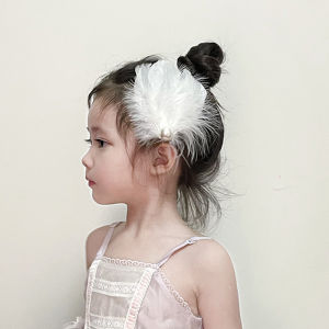 White Swan Princess Feather Hair Clip Childrens Ballet Dance Hair Clip Girls Hair Accessories Halloween Clip Korean Style