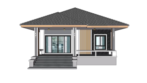 S-1984 แบบบ้านชั้นเดียวสไตล์ร่วมสมัย พื้นที่ใช้สอย 105 ตร.ม. ราคาสร้าง 1.1ล้าน-1.6ล้านบาท 2ห้องนอน 2ห้องน้ำ