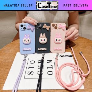 OPPO A3 A5 Pro A5 A9 A15 A15s A16 A17 A17k A18 A38 A53 A54 A57 A77s A58 A60 A74 A95 A76 A96 A77 A78 A79 A93 A92 A94 A98 4G 5G TPU cute labubu sling strap phone case casing cover sarung fon comel 手机壳