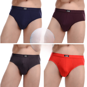 Mens Mid-Waist Bamboo Fiber Pure Cotton Underwear Breathable Modal Triangle Pants for Youth Large Size