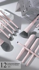BEILI Vegan Professional Makeup Brush Set 12 Pcs Corn Bamboo Silk Angle Powder Foundation Eyeshadow Eyeliner Brushes Cosmetics