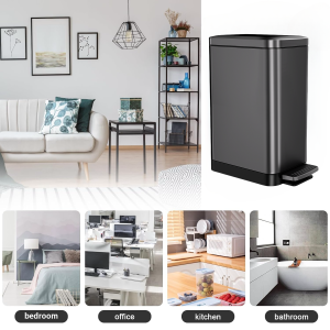 10L Stainless steel pedal trash can Narrow lidded trash can for household bathrooms，living room，bedroom