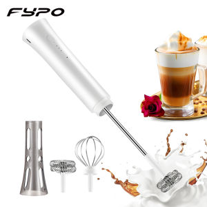 Fypo เครื่องปั่นไร้สาย2 In 1เครื่องปั่นเครื่องตีฟองนมเครื่องตีเครื่องตีไข่เครื่องปั่นทำจากเหล็กกันสนิมยูเอสบีชาร์จได้แนวตั้งแบบแฮนด์ฟรีปรับได้