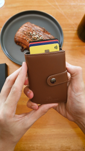 Charles Berkeley CLICK Card Case Aluminium Cardholder Genuine Calf Leather Cardholder RFID Anti Theft (B21-172B)