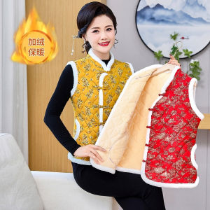 หนาขึ้น งานเย็บปะติดปะต่อลายดอกไม้ เสื้อกั๊กผ้าคอตตอน เสื้อกั๊กลายดอกไม้ใหญ่ภาคตะวันออกเฉียงเหนือ อุ่น ผ้าขนแกะ ชุดเยี่ยมชมปีใหม่ประสิทธิภาพเรียงราย