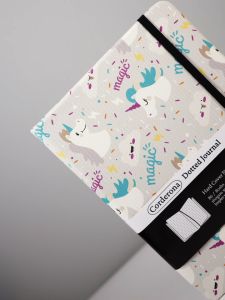 Magic Unicorn Bullet Dotted Journal Elastic Band 160gsm กระดาษหนา B6 Hardcover Dot Grid Notebook