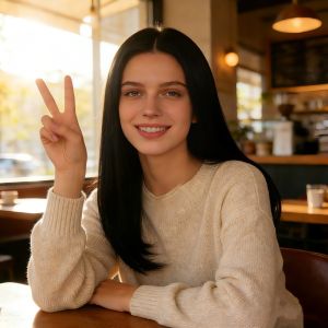European and American wig women medium length straight hair medium African black mechanism chemical fiber full headgear
