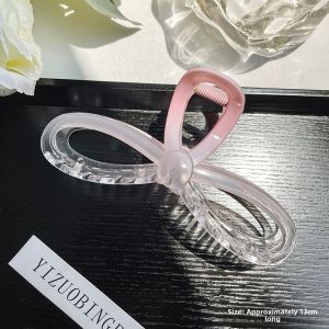 Ice Transparent Pink Gradient Heart Shaped Hair Claw Summer Fashion Accessory Korean Style Fresh out Hair Clip for Women