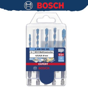 Bosch | Bosch Expert Hex-9 Multi-Construction Drill Bit Set 4/5/6/8mm Sizes Carbide Tip for Tile Wood Metal Masonry Renovation