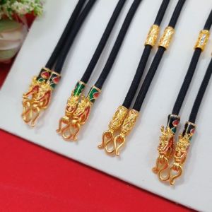 คอพระเชือกร่มหัวจรวดมังกรลงยา 24 นิ้ว สวมหัวได้ ทองชุบ ใสใช้ในชีวิตประจำวันได้ รูปถ่ายจากสินค้าจริง