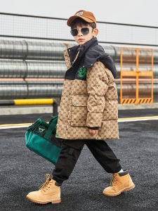 Jkids Brand Boys down Jacket Thickened Long Winter Coat for Middle And Large Children White Duck down Warm Resistant to Cold