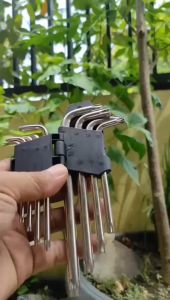 Kunci L Set Bintang 9 pcs mm (Pendek) Kunci L Torx Key Tampered (Ber Lubang)