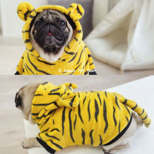 Trang Phục Biến Hình Thú Cưng Hình Hổ Đấu Chó Pug Chó Shiba Inu Quần Áo Cho Chó Béo Keji Áo Khoác Giữ Ấm Lót Nhung Kẻ Xấu Mùa Đông
