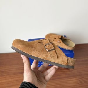 รองเท้าแตะ Birkent หนังวัวแท้สำหรับผู้ชายและผู้หญิง รองเท้าแตะพื้นแบน พื้นรองเท้า EVA ทรงหัวมน ฤดูใบไม้ผลิและฤดูร้อน รองเท้าแตะสวมสบายสำหรับกลางแจ้ง