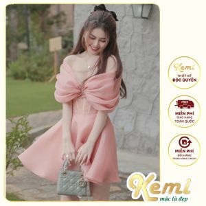Đầm váy nữ xương cá trễ vai Kemi sang chảnh chất tơ mềm thon gọn tôn dáng thích hợp đi tiệc đi chơi freesize: 40-52kg.