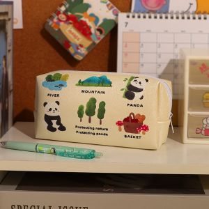 กระเป๋าใส่ปากกาสุนัขขนาดใหญ่ วัสดุ Nylon ลายการ์ตูนสุดน่ารัก กระเป๋าใส่ของสำหรับนักเรียน ความจุขนาดใหญ่ สไตล์เรียบง่าย