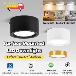 CANMEIJIA Led Downlight Ceiling Lights 15/20/30W Aluminum Spotlight 3 Colors Change Pin Light for Home Bedroom Living Room Shop Ceiling Lamp