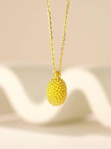Lzd [Chow Tai Seng] au999 pure gold 24k gold 3D durian necklace love fruit hot-selling pendant jewelry (with free silver925 chain) gold necklace