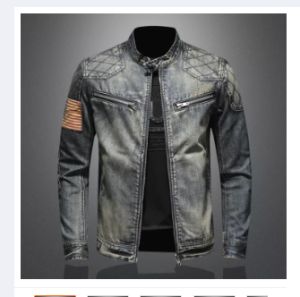 เสื้อแจ็กเก็ตยีนส์ลายธงอเมริกันสำหรับผู้ชายเสื้อแจ็กเก็ตผ้าเดนิมมีซิปคอตั้งแสดงบุคลิกภาพเสื้อ Jขาด