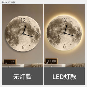 นาฬิกาติดผนังแบบสร้างสรรค์ Moonwatch ตกแต่งห้องนั่งเล่นสไตล์โมเดิร์น ไฟตกแต่ง นาฬิกาติดผนังแบบเรียบง่าย ไร้กรอบ